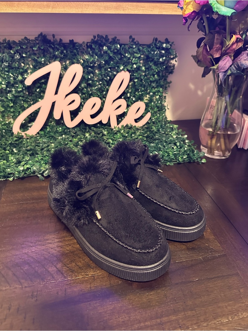 Black Fur-Lined Women's Loafers/ Moccasin sizes 5, 6, 7, 7.5, 8, 9, 10